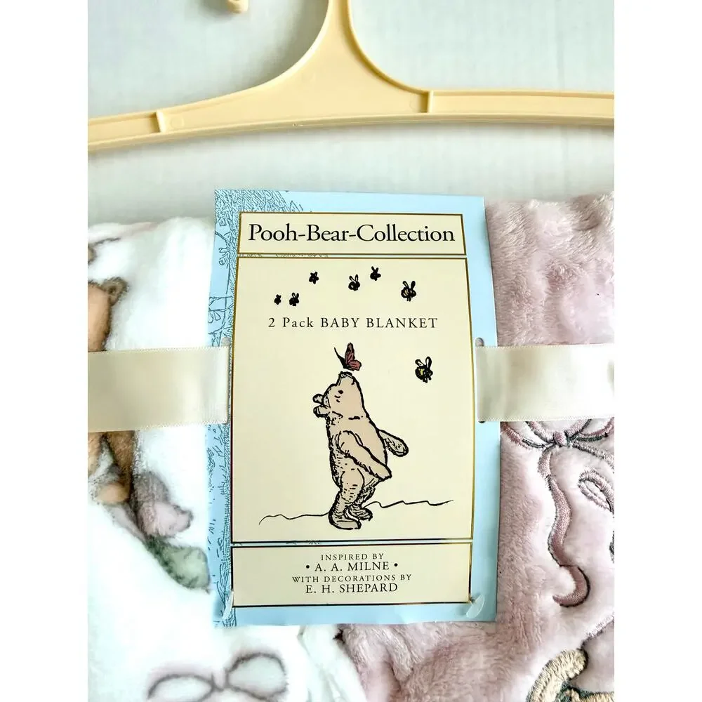 Pooh Bear Collection Winnie The Pooh Pink Baby 2 pc Blanket 30